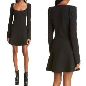 NEW A.L.C. Heidi Fit and Flare Mini Long Sleeves Dress Black Size 0